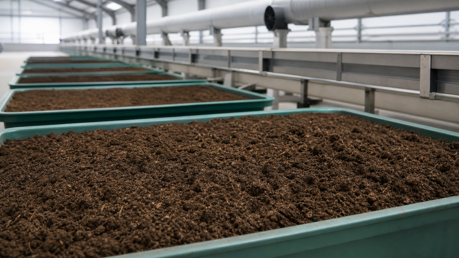 Controlled poultry manure and organic substrate prepared in treatment trays